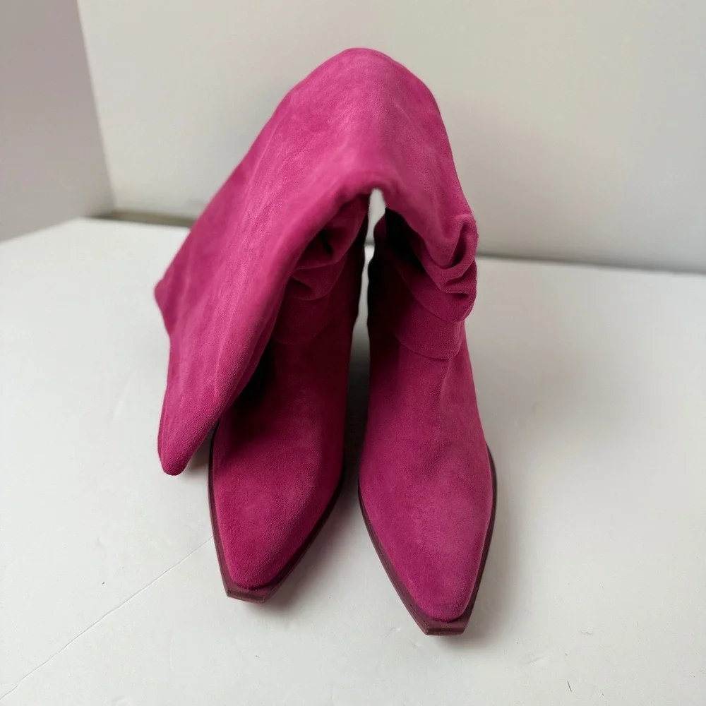 Free People Take Me To Tucson‎ Pink Suede Slouch Boots $350